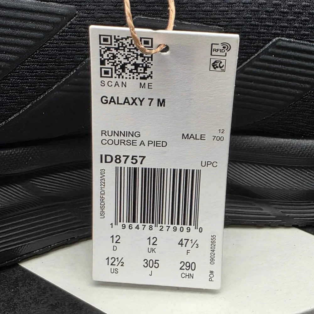 Adidas Galaxy 7 Running Shoes Men's Size 12.5 Triple Black Cloudfoam NWT ID8757